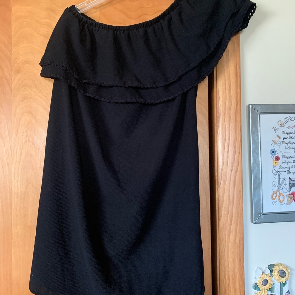Xhilaration black off the shoulder dress with a 2 layer ruffle.